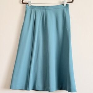 VTG Sears Roebuck‎ Wrap Skirt Women 28" Waist Secretary Teal Heavy Mod Career